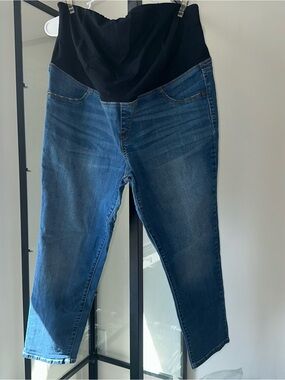 Isabel Maternity by Ingrid & Isabel Dark Blue Denim Jeans with Black Overband